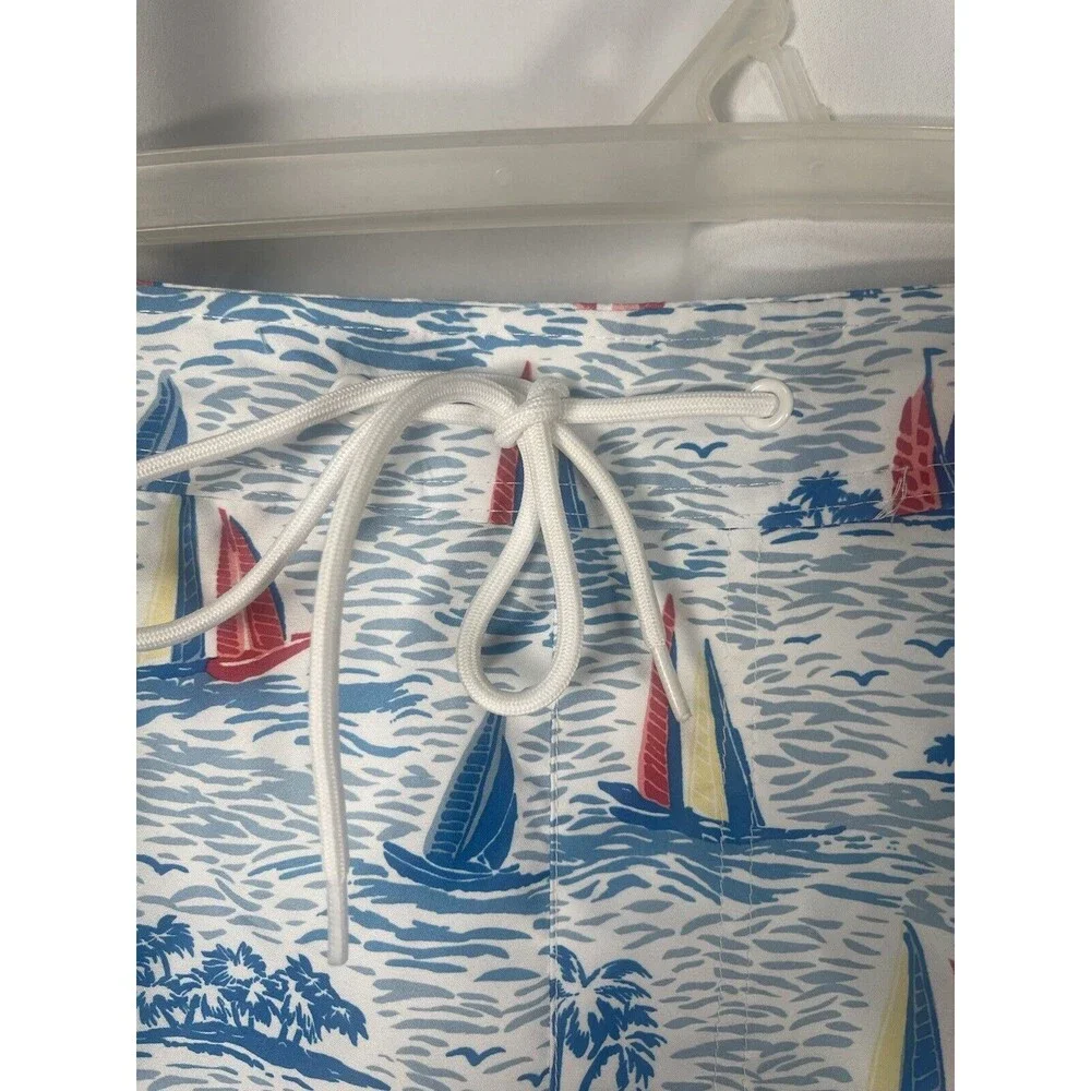 St John’s Bay Blue Sailboat Swim Short 9” Inseam Sz XXL New